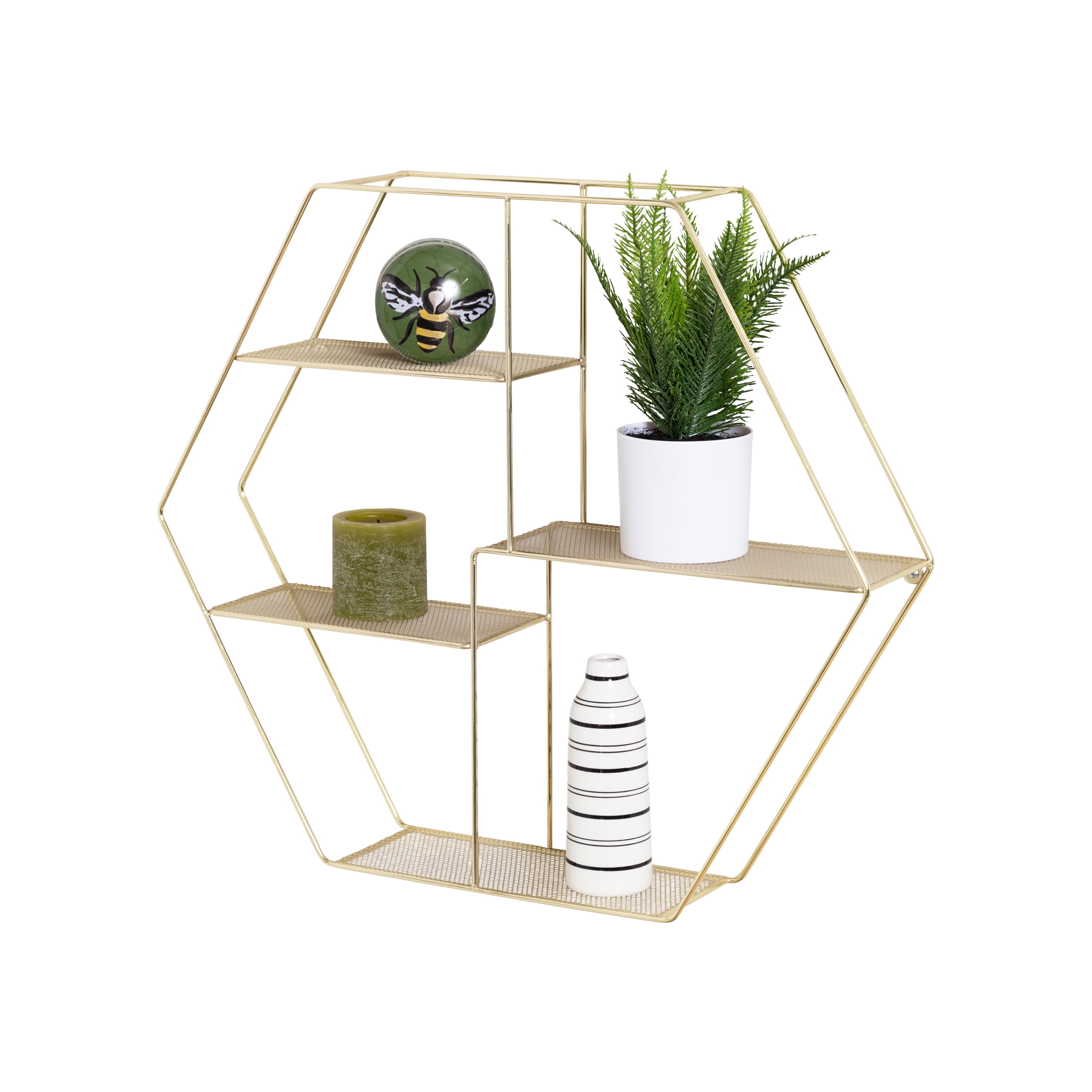Black Gold White Shelf Metal Wire Floating Wall Shelf Addition To Your Home 