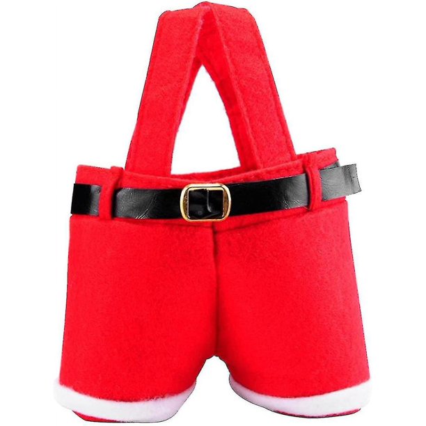 Pantalones Bolsa de dulces Bolsas lindas para la fiesta de Navidad Bolsa de mano Cubierta de botella de vinorojo1pcs