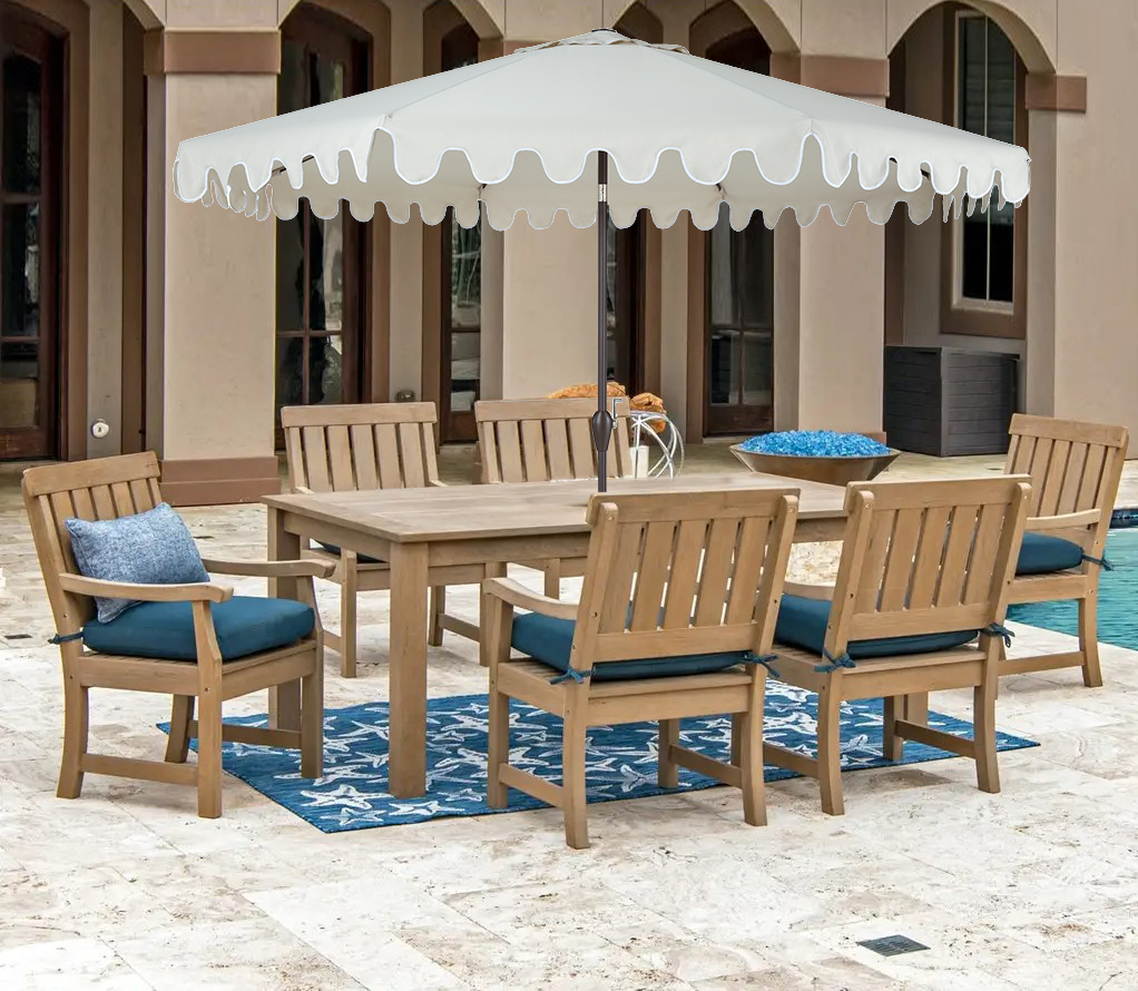 PolyTEAK Outdoor Patio Umbrella, Fade Resistant Outdoor Umbrella with