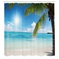 thumbnail image 3 of Ambesonne Beach Shower Curtain, Tropical Seashore Palms, 69"Wx84"L, Fern Green Sky Blue, 3 of 5