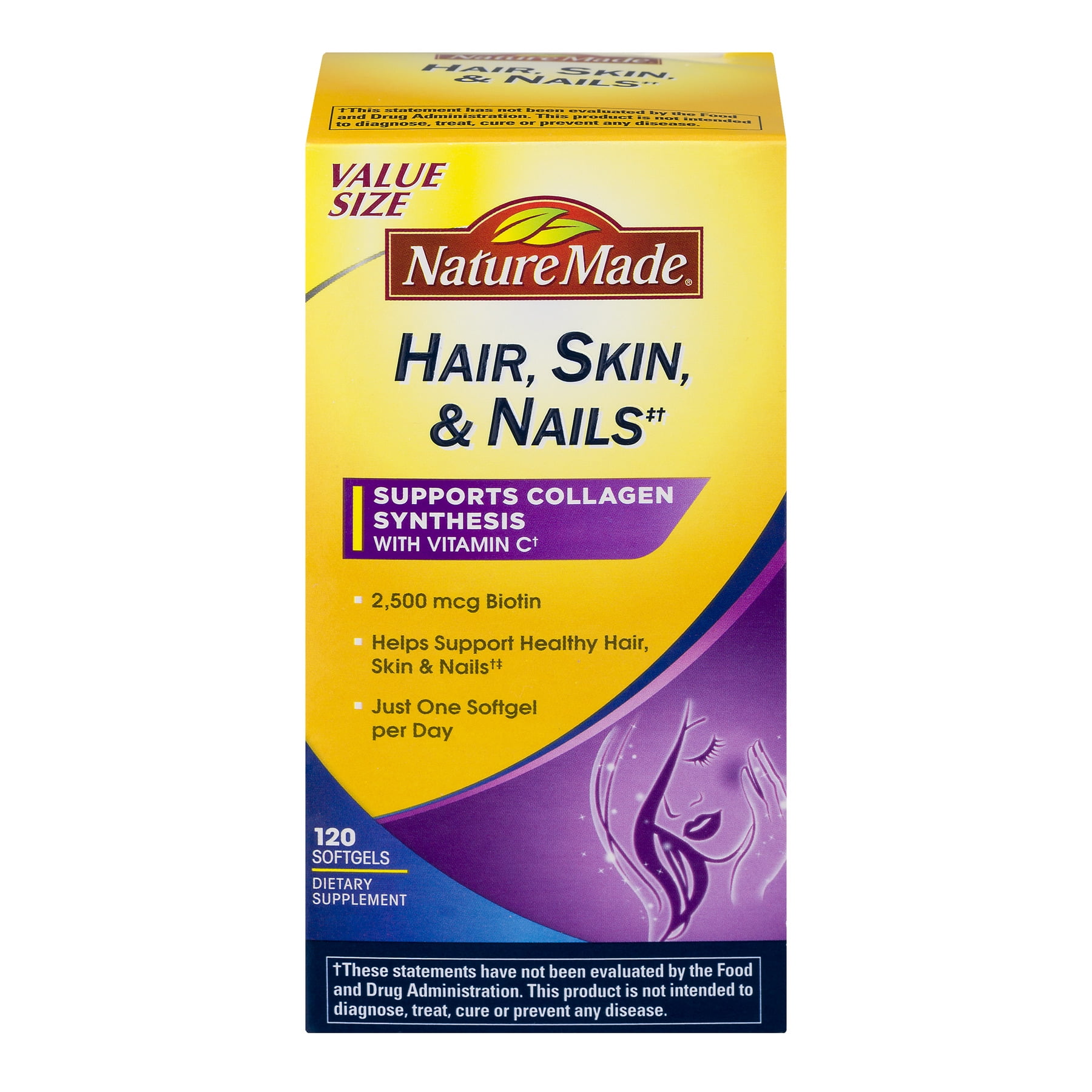 NATURE MADE Hair Skin Nails, 2500 mcg Biotin, Softgels, 120.0 CT
