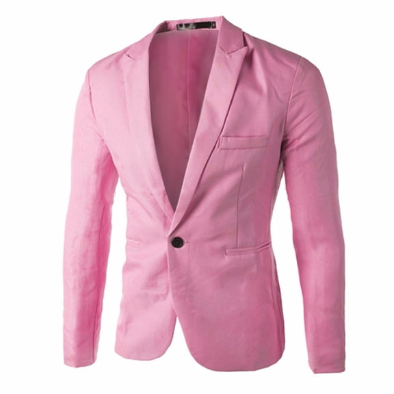 HWRETIE Blazers and Sports Coats Charm Men's Casual Slim Fit One Button Suitr Coat Jacket Tops Men/Pink L