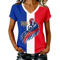 thumbnail image 2 of Women's Football Graphic T-Shirt,V-Neck Short Sleeve Graphic Print T-Shirt, Lightweight Summer Casual Soft Top for Everyday Wear for Soccer Tournament 2026 Vermilion Size: S, 2 of 4