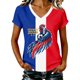 thumbnail image 2 of Women's Football Graphic T-Shirt,V-Neck Short Sleeve Graphic Print T-Shirt, Lightweight Summer Casual Soft Top for Everyday Wear for Soccer Tournament 2026 Vermilion Size: S, 2 of 4