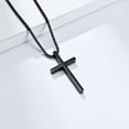 thumbnail image 2 of Cross Necklace for Men, Stainless Steel Cross Silver/Black/Gold Cross Pendant Necklaces for Men Women Religious Cross Jewelry Christian Faith Gifts for Prayer Simple Style Jewelry Gift 24 Inches, 2 of 5