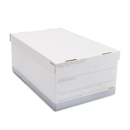 Staples Medium Duty File Box Lift Off Lid Legal White/Gray 12/Carton (TR59217)
