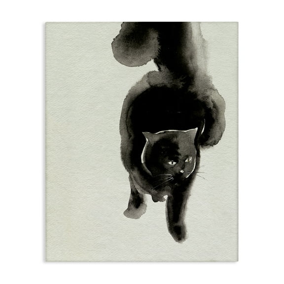 Stupell Industries Fierce Black Cat Animals Painting Wrapped Canvas Art Print Wall Art, 16 x 20