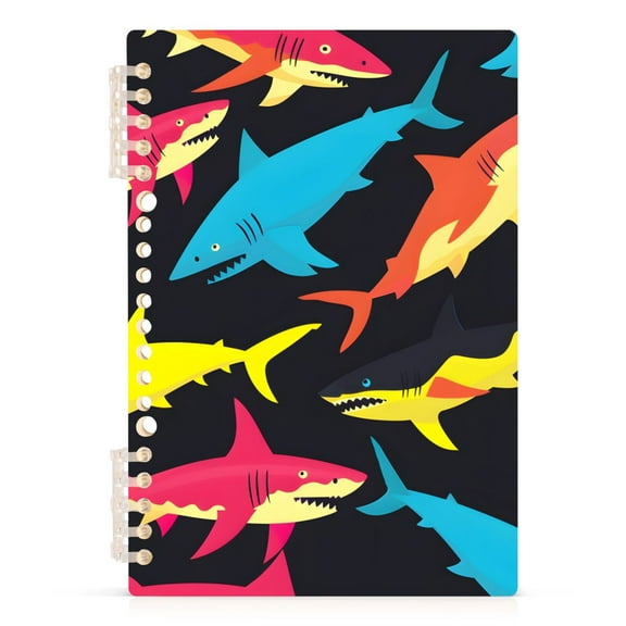 Spiral Notebooks Colorful Sharks 60 Sheets 120 Pages A5 Journal Notepad 8.3x5.7 Inch Thick Adjustable College Ruled Paper