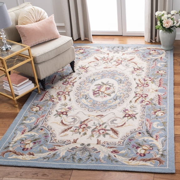 SAFAVIEH Chelsea Samara Floral Wool Area Rug, Blue, 8'9" x 11'9"