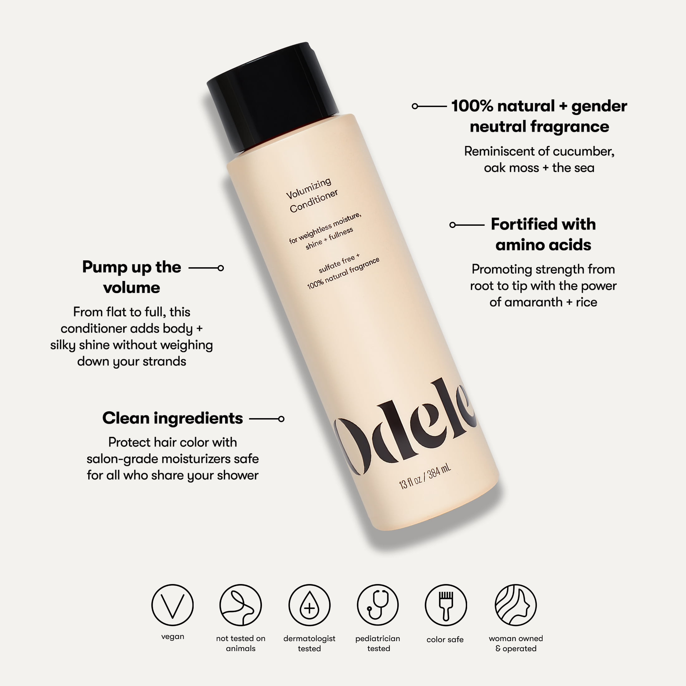 Odele Volumizing Conditioner for Lift + Body, Sulfate Free + 100% Natural Fragrance, 13 fl oz