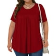 thumbnail image 3 of Fantaslook Womens Plus Size Tops Tunic Short Sleeve Shirts Floral Blouses Loose Summer Tops, 3 of 6