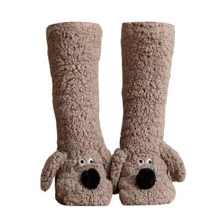 LARUYEKO Fuzzy Socks for Men & Women Cozy Winter Warm Slipper Socks Microfiber Soft Home Sleeping Socks Garter Belt Thigh High Stockings Silicone Nylon Thigh Highs Lingerie Stockings for Women