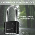 thumbnail image 5 of 2 Pack 4-Digit Combination Lock, Heavy Duty Padlock Metal, Outdoor Alloy Locks with Long Hardened Steel Shackle, High Security Weatherproof Large Padlocks for School,Locker,Fence,Gate,Hasp,Case-Black, 5 of 7
