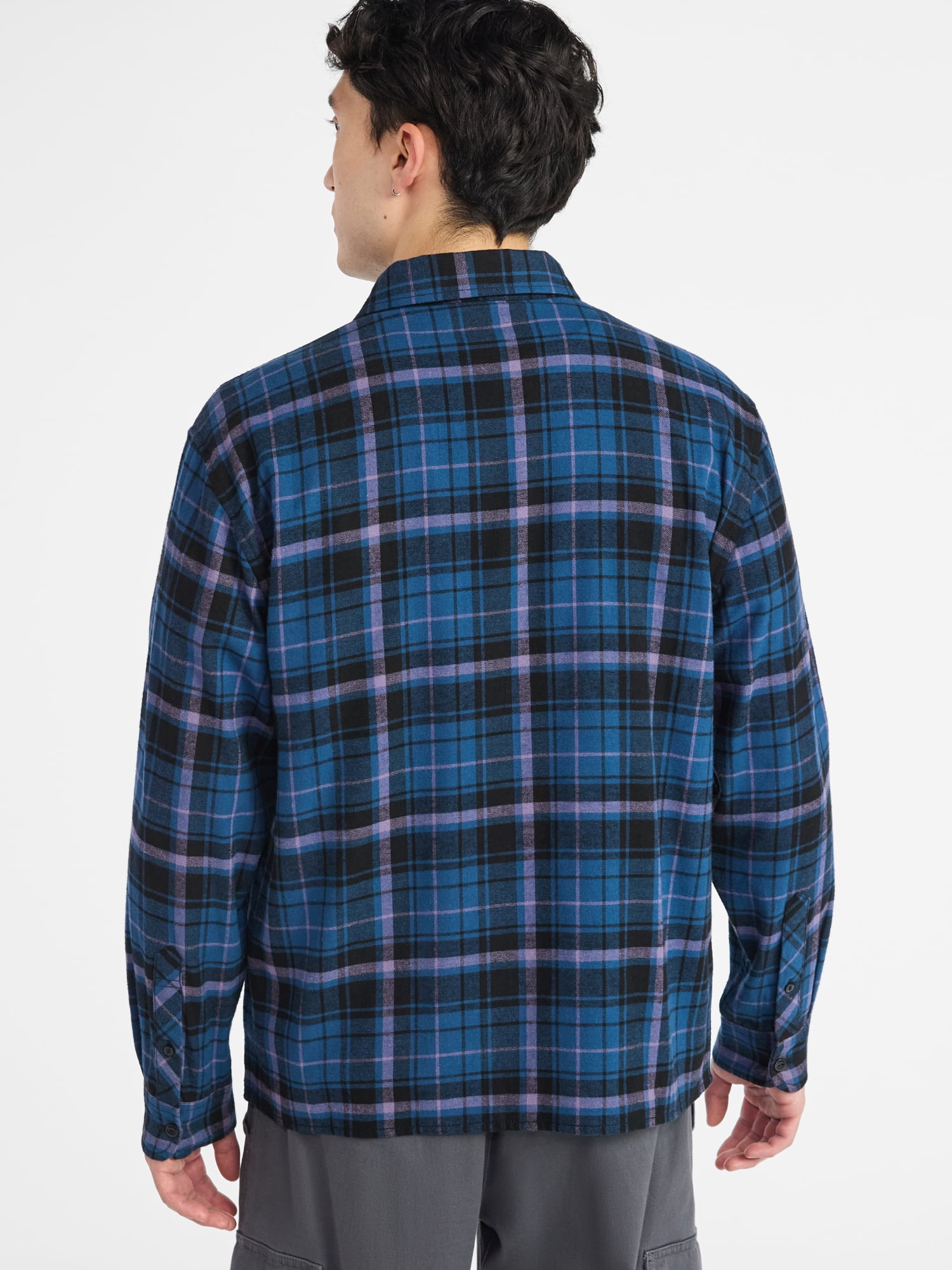 No Boundaries Cotton Long Sleeve Flannel Shirt, Men's & Big Men's XS-5XL