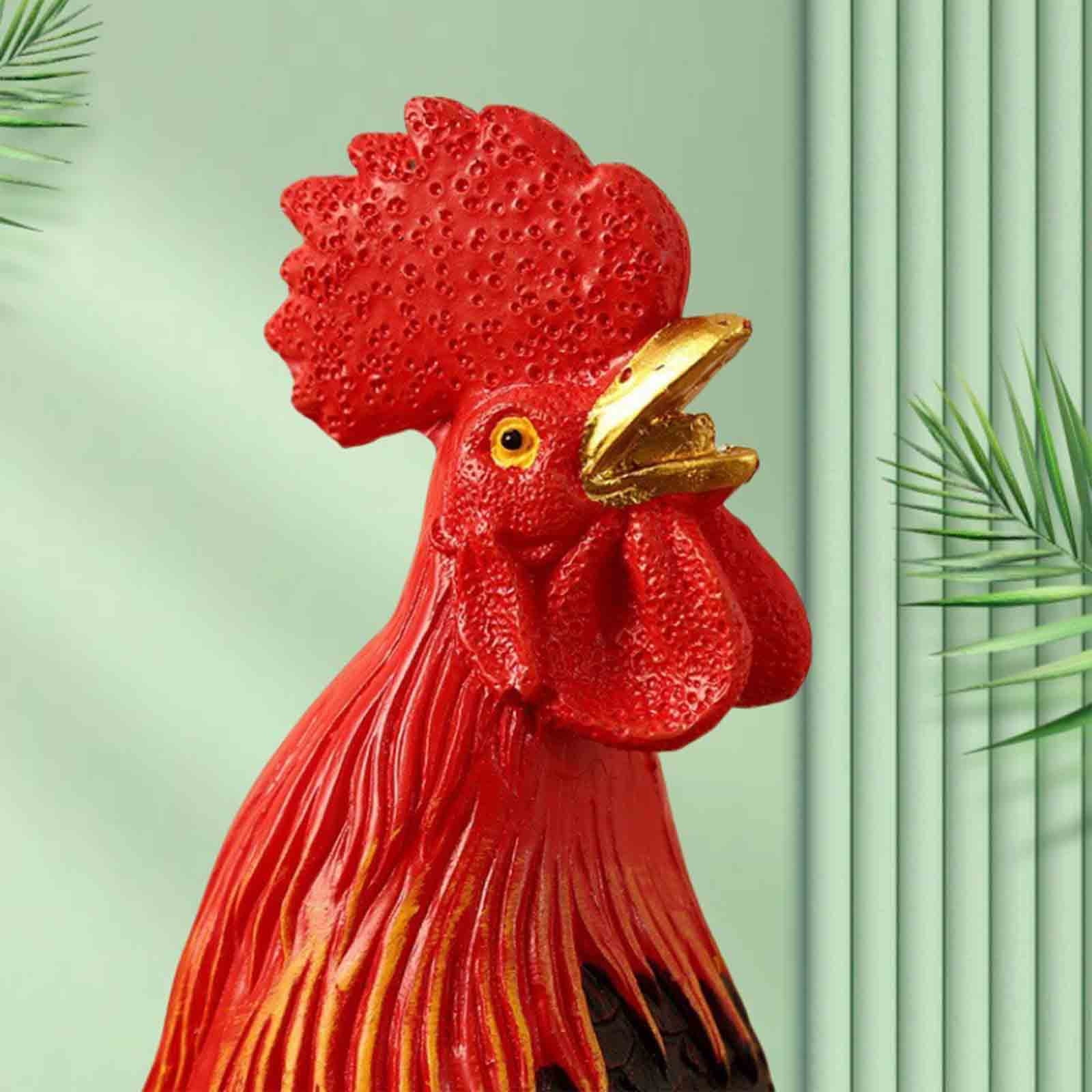 Qiopertar Metal Rooster Garden Statue, Handcrafted Iron Rooster Sculpture Outdoor Decor, Weather-Resistant Patio Backyard Chicken Yard Art Figurine for Lawn Garden Decoration