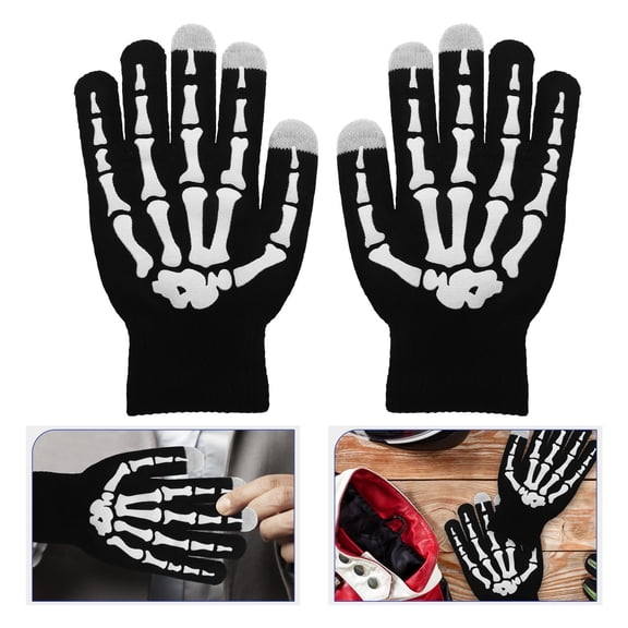 LEORX 2Pcs Skeleton Gloves For Men Women Multi Thickened Inner Lining For  Running