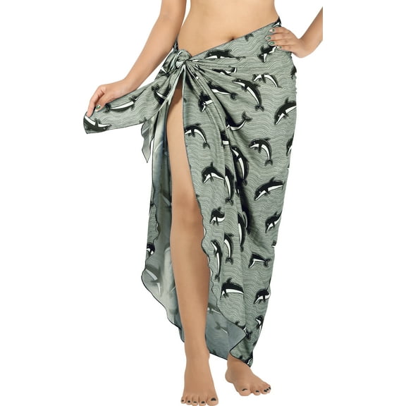 HAPPY BAY Women's Pareo Beachwear Summer Wraps Bikinis Beach Swim Cover ups Sarongs Vacation Long Women Swimwear Coverups One Size Dolphin, Black