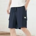thumbnail image 2 of Men's Cargo Shorts Lightweight Stretch Athletic Summer Casual Knee Length Workout Gym Jogger Drawstring Waist Outdoor Hiking Shorts with Multiple Pockets Pants for Men 2025 Summer Casual Loose Fit, 2 of 5