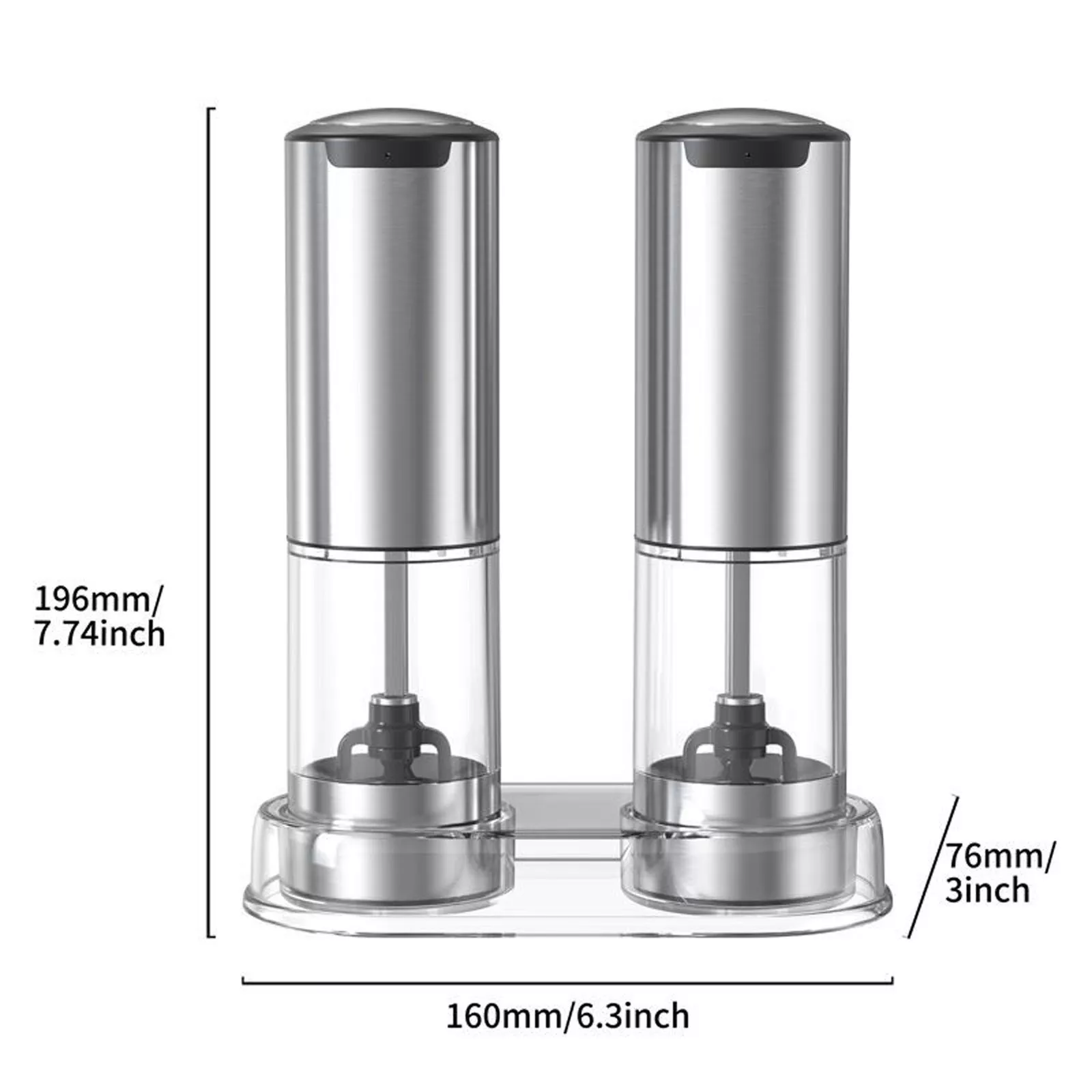 Baotom Electric Salt and Pepper Grinder Set Adjustable Grinding Coarseness Automatic Mill Shaker with LED Light