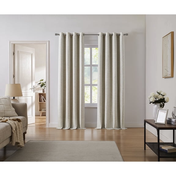 Cheyanne SUNSHIELD SIGNATURE Premium Blackout Curtains for Living Room and Bedroom, 50” x 84”, Linen