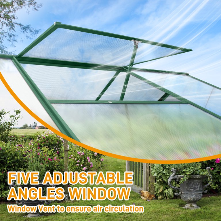 Ktaxon 6x10ft Polycarbonate Greenhouse, Heavy Duty Aluminum Frame