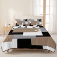 thumbnail image 3 of Queen Quilt Set 90''x96'', Brown Black Grey Lightweight Bedspread Coverlet with 2 Pillow Shams, Middle Century Irregular Geo Abstract Art Breathable All Season Quilt Bedding for Bedroom/Guest Room, 3 of 9