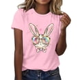 thumbnail image 2 of VBTAPA Women Happy Easter T Shirt Bunny Eggs Graphic T-Shirt Funny Letter Printed Tee Shirts Loose Fit Crewneck Short Sleeve Tops Flash Sales Pink XL, 2 of 5