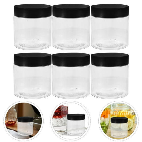 HEMOTON 8Pcs Airtight Food Storage Jars Transparent Plastic Containers with Lids for Dry Goods Storage 4 oz