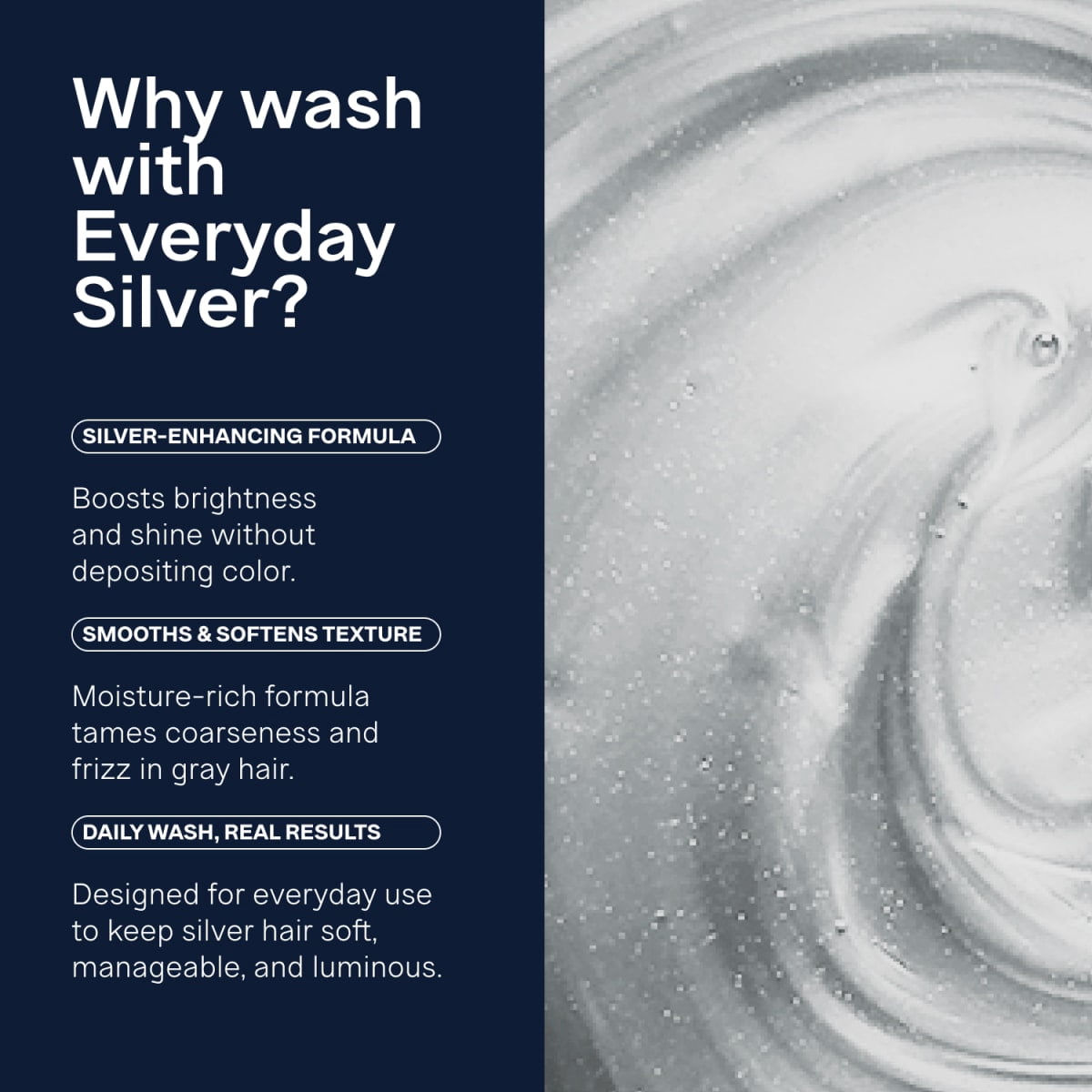 Jhirmack Everyday Silver Daily Restorative Shampoo for All Shades of Silver and Gray Hair, 12 fl oz