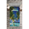 thumbnail image 3 of Ambesonne Tropical Quilted Bedspread Set 2 Pcs, Exotic Maldives Beach, Twin Size, Fern Green Turquoise, 3 of 3