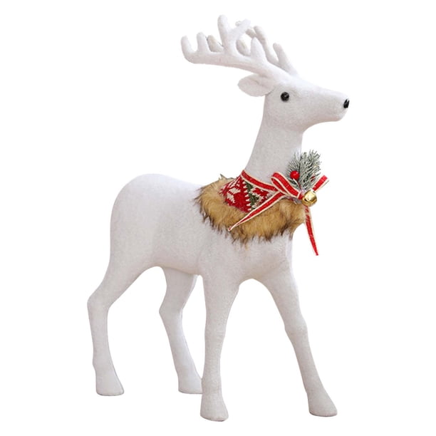 Adornos navideños, regalos navideños, adorno navideño blanco, lazo, muñeca, adornos navideños grandes, decoración de ventana de centro comercial, alce blanco