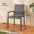 thumbnail image 2 of Set of 2 Stackable Outdoor Garden Dining Chairs, Rust-Resistant Steel Frame with Breathable Texteline Fabric, Armrests, Dark Grey, for Patio, Balcony, Backyard, 22"x22.8"x35", 2 of 7