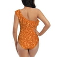 thumbnail image 6 of Yiaed Orange Glitter Print Women One Piece Swimsuits Tummy Control One Shoulder Bathing Suits Pattern Ruffle Swimwear-Medium, 6 of 8