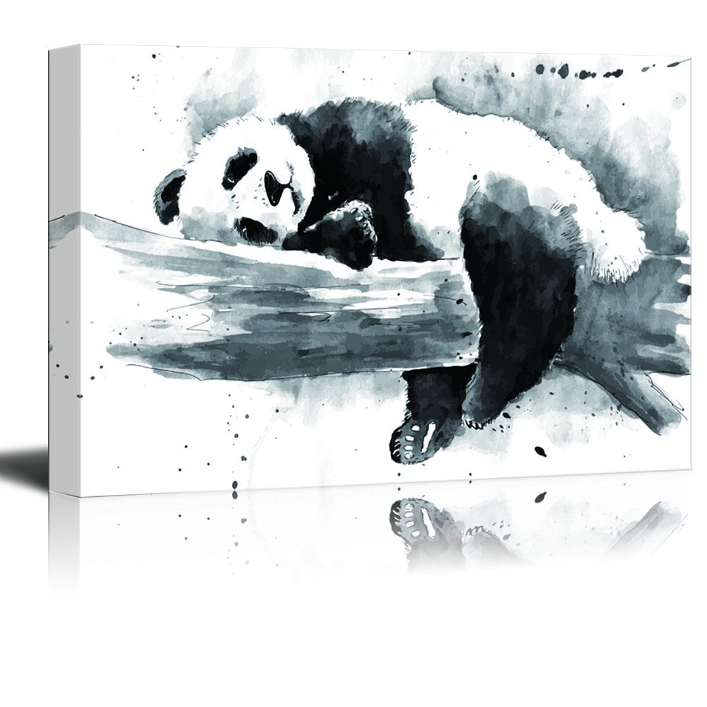 wall26 Animal Canvas Wall Art Series Ink Painting of a Panda on a Tree