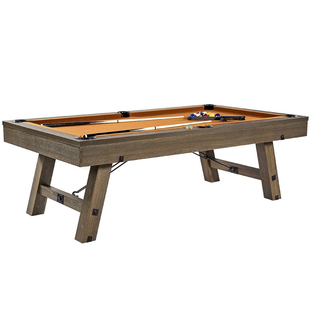 Barrington Billiards 96" Sutter Collection Pool Table, Cue Set, Rustic Furniture, Brown