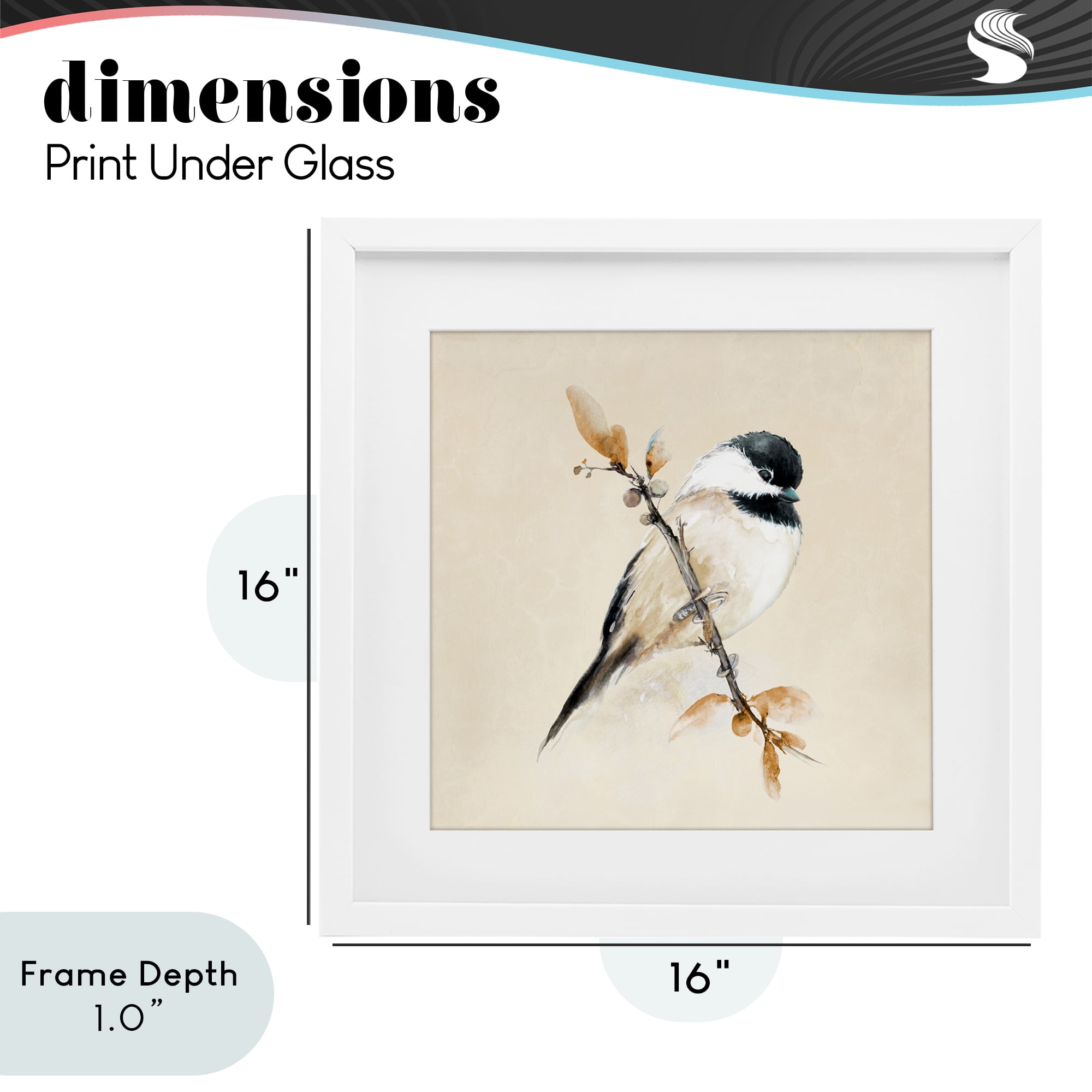 Stupell Industries Muted Watercolor Chickadee White Framed Print Under Glass, design by Diannart