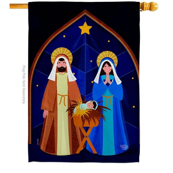 Ornament Collection H192687-BO 28 x 40 in. Nativity of Jesus House Flag with Winter Double-Sided Decorative Vertical Flags Decoration Banner Garden Yard Gift
