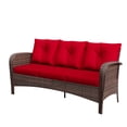 thumbnail image 6 of Meetleisure 72"Wide 3-Seat Brown Wicker Outdoor Sofa, Couch Patio Sofa with Deep Seating and Thick Cushions, Red, 6 of 6