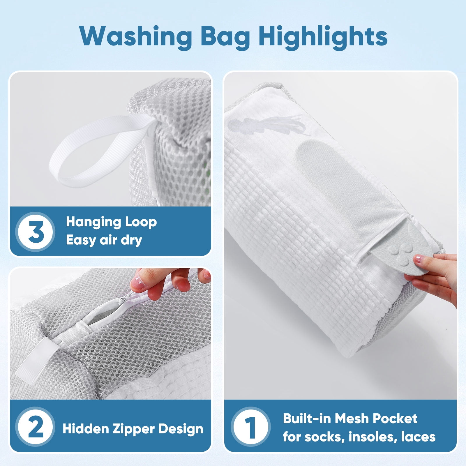 Avoalre Shoe Washing Bag for Washing Machine, Deep Cleaning Laundry Shoe Bag with Shoe Tree, Durable & Reusable for Various Shoes
