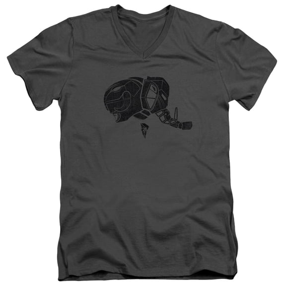Power Rangers Black Adult V-Neck T-Shirt 30/1 T-Shirt Charcoal