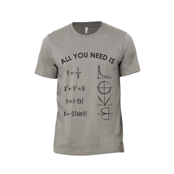 All You Need Is LOVE Math Men's Modern Fit Fun Casual T-Shirt Printed Graphic Tee Military Grey 3X-Large
