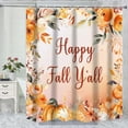 thumbnail image 4 of BingTong Thanksgiving Shower Curtain Set, Pumpkin-Themed Bathroom Decor, Orange Holiday-Themed Bathroom Accessory Set Printed Shower Curtain Floor Mat Set As shown, 4 of 4
