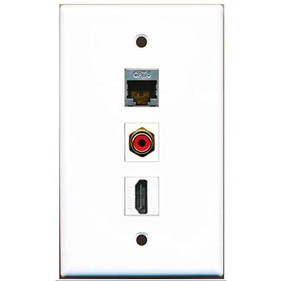RiteAV - 1 Port HDMI and 1 Port RCA Red and 1 Port Shielded Cat6 Ethernet Wall Plate