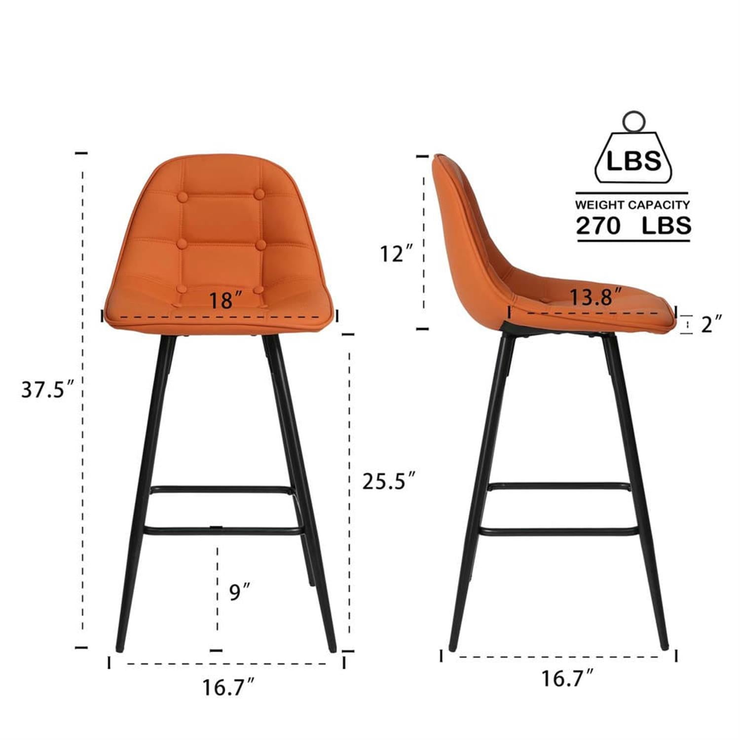 Demi Bonn 37" Counter Height Bar Stools Set of 2, Modern Barstools with Back, Kitchen Island Countertop Chairs for Dining Room, Brown