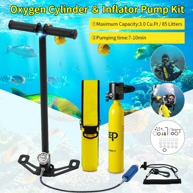 DIDEEP 0.5L Mini Réservoir de Plongée Sous-Marine Réserve d'Oxygène Air Pompe à Main Équipement de Plongée Ensemble A