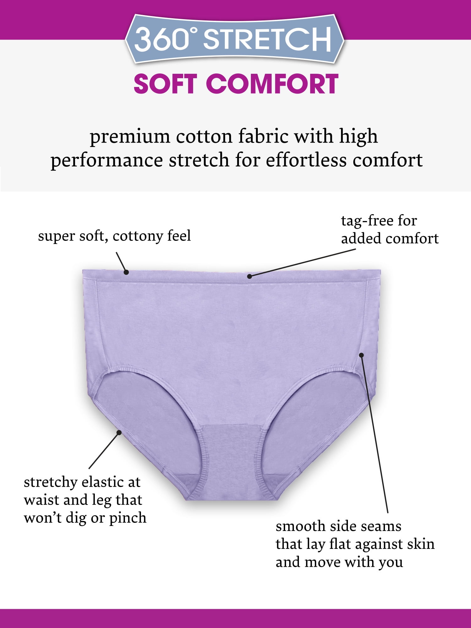 Fit for Me Women's Plus Size 360 Cotton Stretch Brief Underwear, 6
