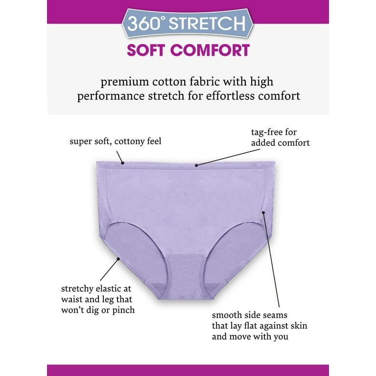 Fruit of the Loom Womens Fit for Me Comfort Covered Brief : :  Clothing, Shoes & Accessories