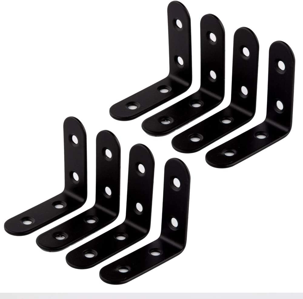 Shelf Brackets Corner Brace Black Steel L Brackets for Shelves