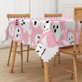 thumbnail image 4 of Duangreer Halloween Theme Rectangle Tablecloth, Pink Cute Ghost Print Table Cover with Waterproof Wrinkle Resistant for Party Decorations, 60 x 84 Inch, 4 of 6