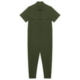 thumbnail image 3 of YONGHS Mens Zipper Coverall Jumpsuits One Piece Short Sleeve Warehouse Garages Workerwear Suit Army Green XXL, 3 of 7